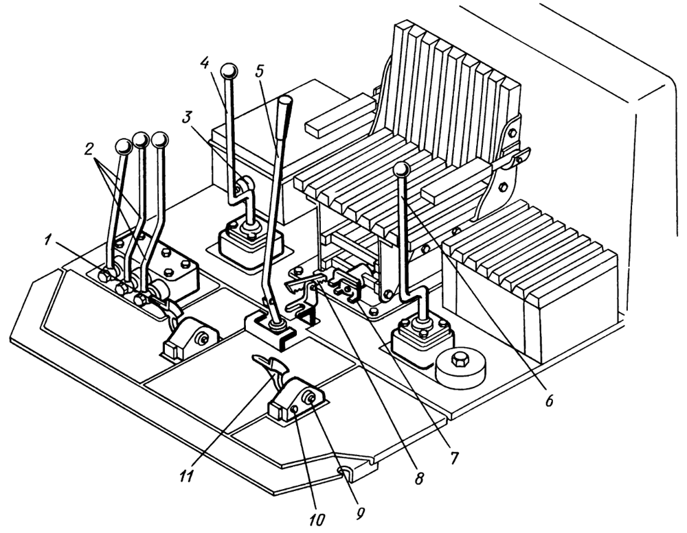 Рис. 2. Органы управления трактором Т-130М Рис. 2. Органы управления трактором Т-130М